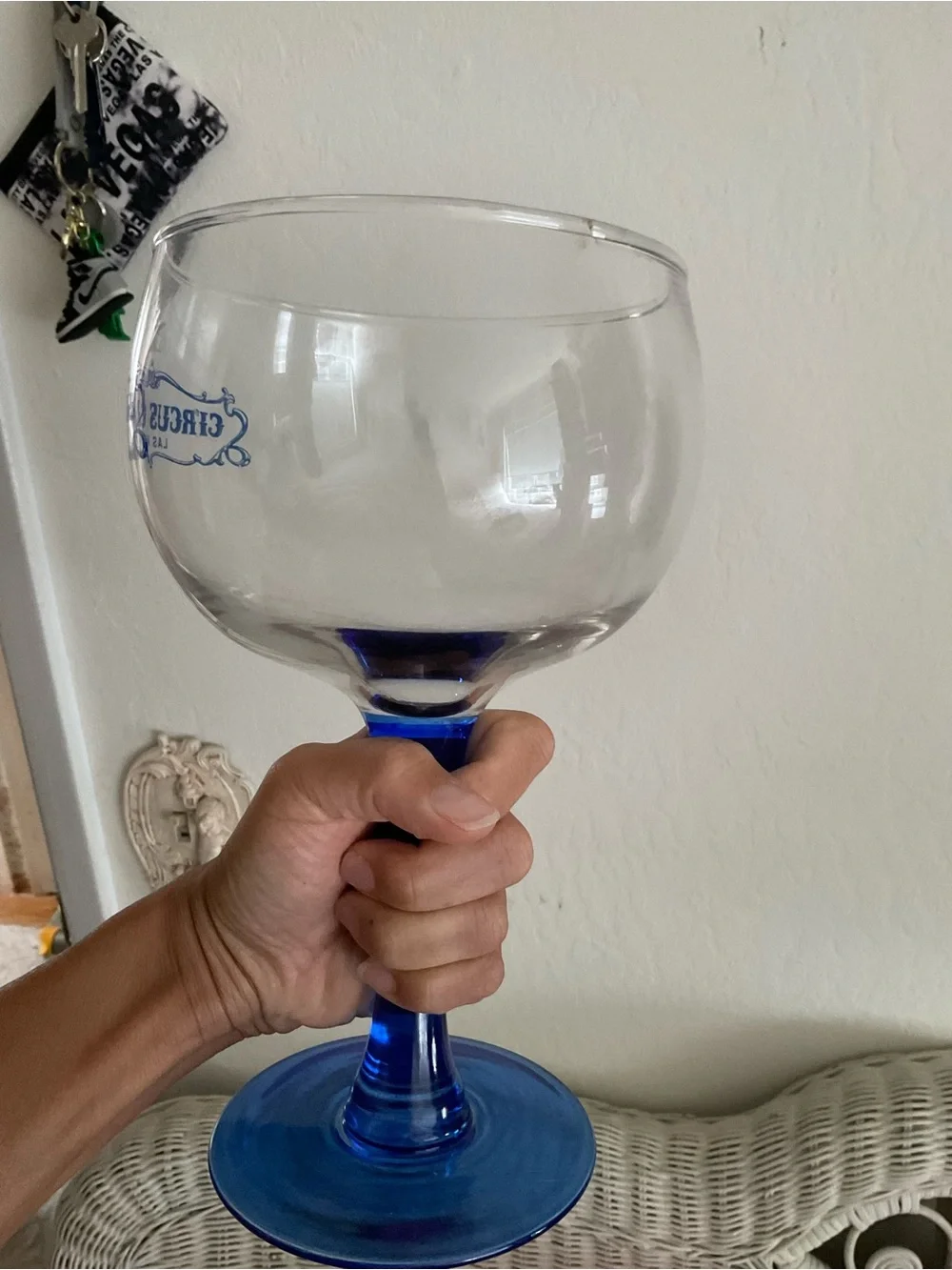 Blue Stem Glass Goblet